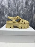 Prada Monolith Crochet Cage Sandals Yellow For Women - Image 9