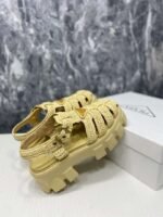 Prada Monolith Crochet Cage Sandals Yellow For Women - Image 2