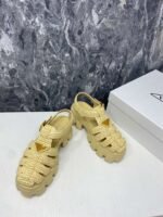 Prada Monolith Crochet Cage Sandals Yellow For Women - Image 10