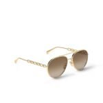 Louis Vuitton My LV Chain Pilot Sunglasses Gold For Women Z1539W - Image 4