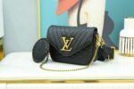 Louis Vuitton New Wave Multi Pochette Shouler Bag  7.5in/ 19cm Black Gold Hardware For Women M56461 - Image 5