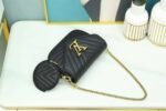 Louis Vuitton New Wave Multi Pochette Shouler Bag  7.5in/ 19cm Black Gold Hardware For Women M56461 - Image 11