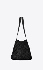 Saint Laurent Panier Small In Raffia And Vegetable-Tanned Black For Women 15 Inches/ 38 Cm 751240GAADP1000 - Image 3
