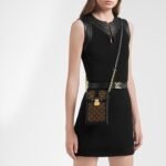 Louis Vuitton Pochette Trunk Verticale Shoulder Bag 6.9in/ 17.5cm Black Monogram Canvas Gold Hardware For Women M63913 - Image 2