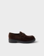 Prada Chocolate Suede Loafers Dark Brown For Men 35mm 2DE127_103_F0003_F_G000 - Image 4