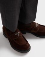 Prada Chocolate Suede Loafers Dark Brown For Men 35mm 2DE127_103_F0003_F_G000 - Image 2