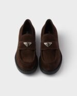 Prada Chocolate Suede Loafers Dark Brown For Men 35mm 2DE127_103_F0003_F_G000 - Image 5
