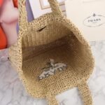 Prada Crochet Tote Bag 15.7in/ 40cm Beige‎ For Women 1BG392_2A2T_F0018_V_OOL - Image 7