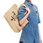 Prada Crochet Tote Bag 15.7in/ 40cm Beige‎ For Women 1BG392_2A2T_F0018_V_OOL - Image 2