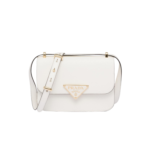Prada Embleme Saffiano Shoulder Bag 8.6in/ 22cm White Gold Hardware For Women 1BD320_2A4A_F0009_V_UTO
