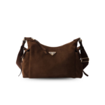 Prada Explore Large Shoulder Bag 12.6in/ 32cm Cocoa Brown Suede For Women 1BC264_008_F0324_V_NOO