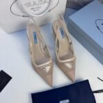 Prada Mesh Fabric Slingback Pumps Beige For Women PRD 1I828M_099_F0F24_F_045 - Image 3