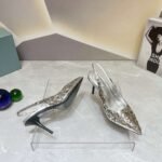 Prada Slingback Spike Pumps Silver For Women - Image 6