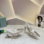 Prada Slingback Spike Pumps Silver For Women - Image 2