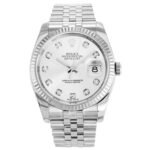 Rolex Datejust Diamond Watch Silver Toned White Dial 36mm For Men - Image 3