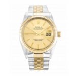 Rolex Datejust Watch Silver Toned Yellow Dial 36mm For Men - Image 3