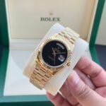 Rolex Watch Day Date Yellow Gold Black Dial 36mm - Image 4