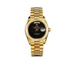 Rolex Watch Day Date Yellow Gold Black Dial 36mm