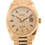Rolex Day Date Watch Yellow Gold Diamond Dial 36mm For Women - Image 2