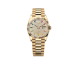 Rolex Day Date Watch Yellow Gold Diamond Dial 36mm For Women