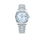 Rolex Watch Day Date Silver Roman Numerals 36mm