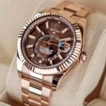 Rolex Sky Dweller Watch Rose Gold Toned Chocolate Dial 42mm For Men - Image 6