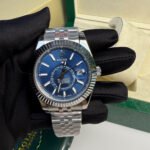 Rolex Sky Dweller Watch Silver Toned Blue Dial 42mm For Men - Image 5