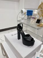 Saint Laurent Jodie Platform Sandals In Smooth Black For Women 716402GVOAB1000 - Image 4
