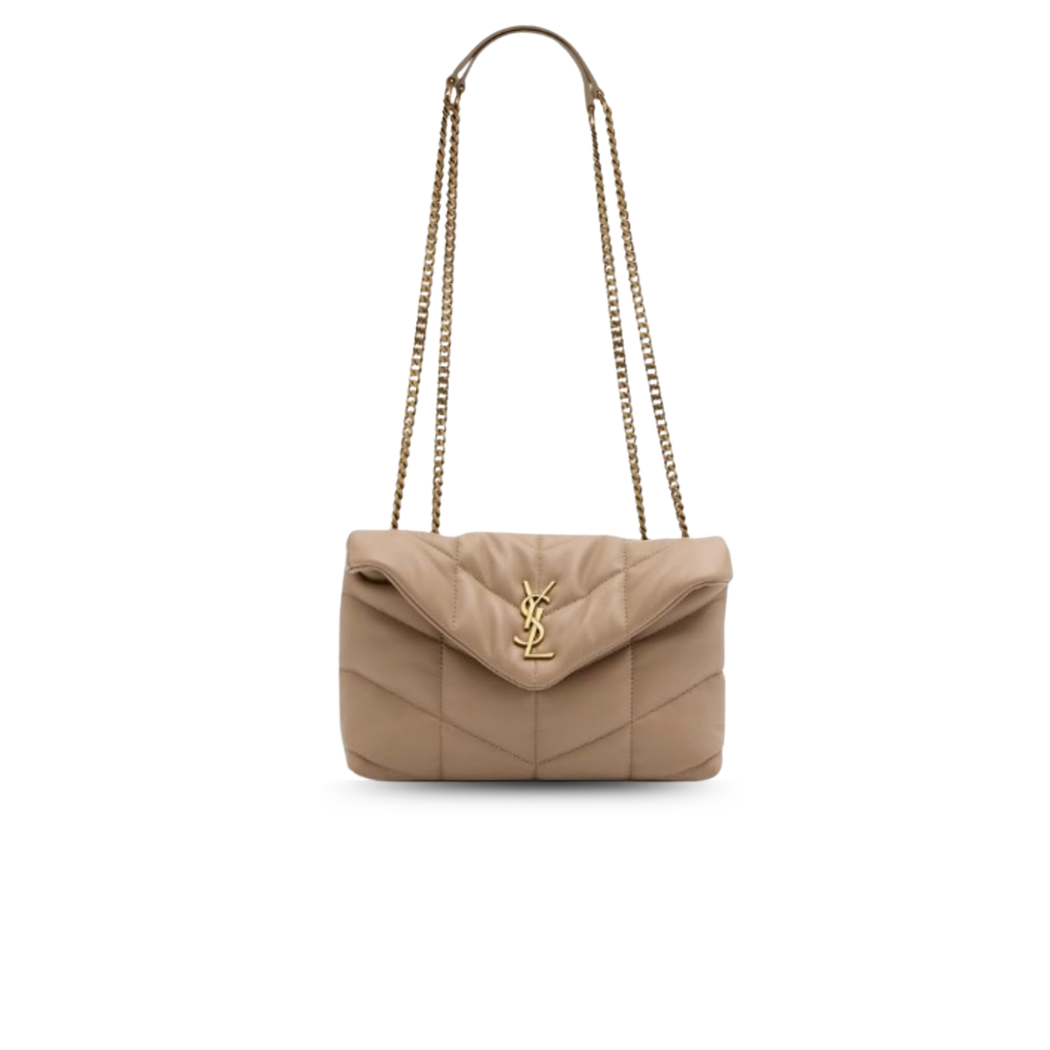 Saint-Laurent-Toy-Puffer-Crossbody-23cm9in-Dark-Beige-For-Women-7593371EL072721.png Saint Laurent Toy Puffer Crossbody Bag 9in/ 23cm Dark Beige Light Bronze Hardware For Women 7593371EL072721 - Image 1