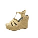 Saint Laurent Tribute Espadrilles In Patent Beige For Women