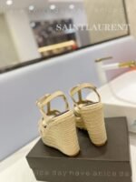 Saint Laurent Tribute Espadrilles In Patent Beige For Women - Image 8