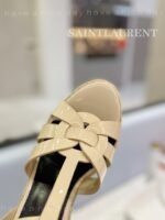 Saint Laurent Tribute Espadrilles In Patent Beige For Women - Image 7
