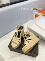Saint Laurent Tribute Espadrilles In Patent Beige For Women - Image 6