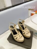 Saint Laurent Tribute Espadrilles In Patent Beige For Women - Image 3
