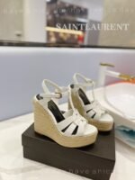 Saint Laurent Tribute Espadrilles In Smooth White For Women 611924BZC009008 - Image 10