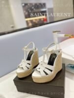 Saint Laurent Tribute Espadrilles In Smooth White For Women 611924BZC009008 - Image 9