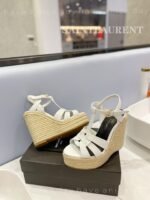 Saint Laurent Tribute Espadrilles In Smooth White For Women 611924BZC009008 - Image 8