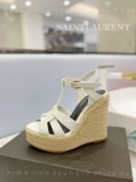 Saint Laurent Tribute Espadrilles In Smooth White For Women 611924BZC009008 - Image 5