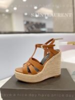 Saint Laurent Tribute Espadrilles In Smooth Brown For Women - Image 3