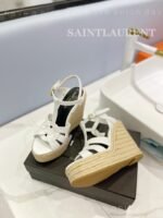 Saint Laurent Tribute Espadrilles In Smooth White For Women 611924BZC009008 - Image 3