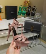 Saint Laurent Tribute Platform Sandals In Patent Pink For Women - Image 5