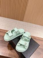 Chanel Sandals With Chanel Logo Jade Green For Women - Image 2