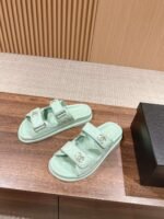 Chanel Sandals With Chanel Logo Jade Green For Women - Image 3