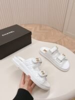 Chanel Sandals With Chanel Logo White For Women - Image 9