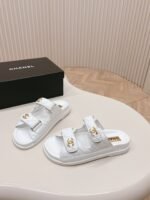 Chanel Sandals With Chanel Logo White For Women - Image 8