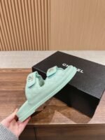 Chanel Sandals With Chanel Logo Jade Green For Women - Image 6