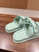 Chanel Sandals With Chanel Logo Jade Green For Women - Image 7