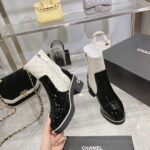 Chanel Short Boots Black/White For Women - Image 3