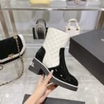 Chanel Short Boots Black/White For Women - Image 4