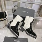 Chanel Short Boots Black/White For Women - Image 6